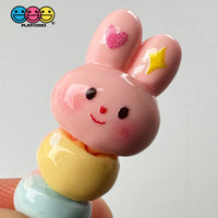 Pink Bunny On A Stick Cute Kawaii Easter Charm Flat Back Cabochons Decoden 10 Pcs Playcode3 Llc