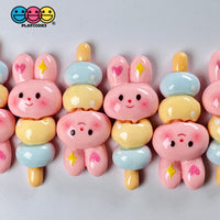 Pink Bunny On A Stick Cute Kawaii Easter Charm Flat Back Cabochons Decoden 10 Pcs Playcode3 Llc