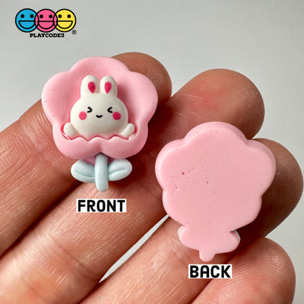 Pink Bunny Rabbit Flower Easter Flat Back Charms Cabochons Decoden Charm 10 Pcs Playcode3 Llc