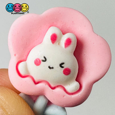 Pink Bunny Rabbit Flower Easter Flat Back Charms Cabochons Decoden Charm 10 Pcs Playcode3 Llc