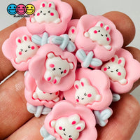 Pink Bunny Rabbit Flower Easter Flat Back Charms Cabochons Decoden Charm 10 Pcs Playcode3 Llc