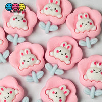 Pink Bunny Rabbit Flower Easter Flat Back Charms Cabochons Decoden Charm 10 Pcs Playcode3 Llc