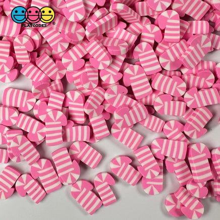 Pink Candy Cane Fimo Slices Polymer Clay Fake Sprinkles Christmas Funfetti 10/5 Mm Playcode3 Llc