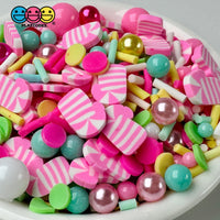 Pink Candy Cane Sugar Land Beads Christmas Holiday Fake Clay Sprinkles Decoden Fimo Jimmies