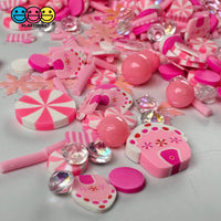 Pink Christmas Festival Snow Flake Peppermint Candy Cane Gingerbread House Glitter Rhine Stone Fake
