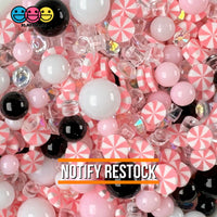 Pink Christmas Rhinestone Black Beads Peppermint Fake Clay Sprinkles Decoden Fimo Jimmies Playcode3