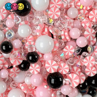 Pink Christmas Rhinestone Black Beads Peppermint Fake Clay Sprinkles Decoden Fimo Jimmies Playcode3