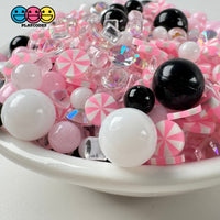 Pink Christmas Rhinestone Black Beads Peppermint Fake Clay Sprinkles Decoden Fimo Jimmies Playcode3