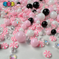 Pink Christmas Rhinestone Black Beads Peppermint Fake Clay Sprinkles Decoden Fimo Jimmies Playcode3