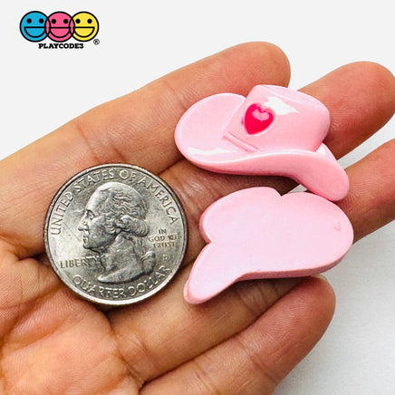Pink Cowgirl Hat with Heart Flatback Charms Western Craft Supply 10pcs - Fake Food