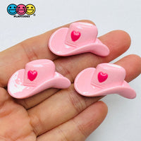 Pink Cowgirl Hat with Heart Flatback Charms Western Craft Supply 10pcs - Fake Food