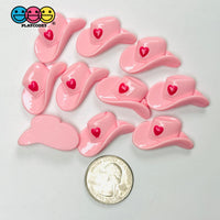Pink Cowgirl Hat with Heart Flatback Charms Western Craft Supply 10pcs - Fake Food