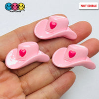 Pink Cowgirl Hat with Heart Flatback Charms Western Craft Supply 10pcs - Fake Food