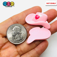 Pink Cowgirl Hat with Heart Flatback Charms Western Craft Supply 10pcs - Fake Food