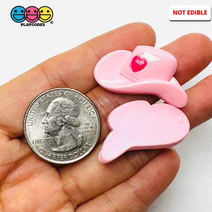 Pink Cowgirl Hat with Heart Flatback Charms Western Craft Supply 10pcs - Fake Food