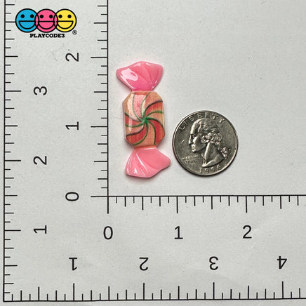 Pink Fake Peppermint Swirl Candy Holiday Flatback Cabochons Decoden Charm 10 Pcs