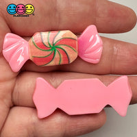 Pink Fake Peppermint Swirl Candy Holiday Flatback Cabochons Decoden Charm 10 Pcs