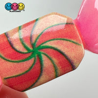 Pink Fake Peppermint Swirl Candy Holiday Flatback Cabochons Decoden Charm 10 Pcs