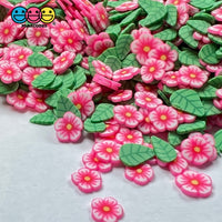 Pink Flower Summer Leaves Mix Fimo Flowers Fake Sprinkles Confetti Funfetti Sprinkle