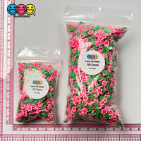 Pink Flower Summer Leaves Mix Fimo Flowers Fake Sprinkles Confetti Funfetti Sprinkle