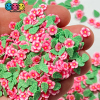 Pink Flower Summer Leaves Mix Fimo Flowers Fake Sprinkles Confetti Funfetti Sprinkle