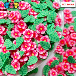 Pink Flower Summer Leaves Mix Fimo Flowers Fake Sprinkles Confetti Funfetti Sprinkle