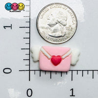 Pink Flying Love Letter with Wings Valentine’s Day Holiday Flatback Charms 10pcs - Fake Food