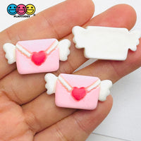 Pink Flying Love Letter with Wings Valentine’s Day Holiday Flatback Charms 10pcs - Fake Food