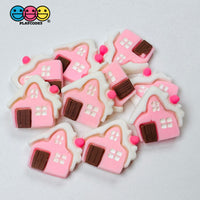 Pink Gingerbread House Christmas Holiday Flatback Cabochons Decoden Charm 10 Pcs Playcode3