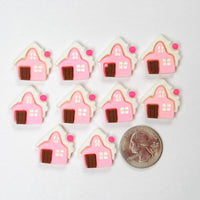 Pink Gingerbread House Christmas Holiday Flatback Cabochons Decoden Charm 10 Pcs Playcode3