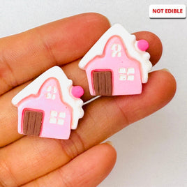 Pink Gingerbread House Christmas Holiday Flatback Cabochons Decoden Charm 10 Pcs Playcode3