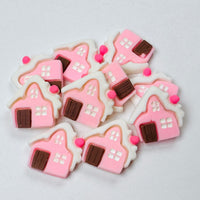 Pink Gingerbread House Christmas Holiday Flatback Cabochons Decoden Charm 10 Pcs Playcode3