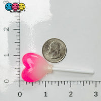 Pink Glitter Heart Lollipop Fake Food Charms Valentine’s Day Holiday Prop 10pcs - Fake Food