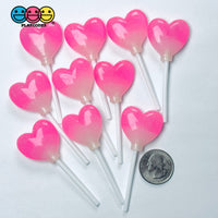 Pink Glitter Heart Lollipop Fake Food Charms Valentine’s Day Holiday Prop 10pcs - Fake Food