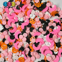 Pink Halloween Jack-O-Lantern Moon Ghost Bat Glitter Holiday Fake Clay Sprinkles Decoden Fimo