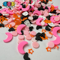 Pink Halloween Jack-O-Lantern Moon Ghost Bat Glitter Holiday Fake Clay Sprinkles Decoden Fimo