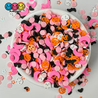 Pink Halloween Jack-O-Lantern Moon Ghost Bat Glitter Holiday Fake Clay Sprinkles Decoden Fimo
