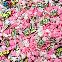 Pink Hot White Flower Spring Yellow Bee Fake Clay Sprinkles Decoden Fimo Jimmies Playcode3 Llc