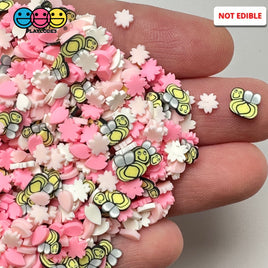 Pink Hot White Flower Spring Yellow Bee Fake Clay Sprinkles Decoden Fimo Jimmies Playcode3 Llc