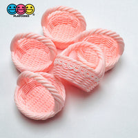 Pink Lace Easter Basket Miniature Fake Prop Holiday Craft Supply 5pcs - Fake Food