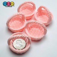 Pink Lace Easter Basket Miniature Fake Prop Holiday Craft Supply 5pcs - Fake Food