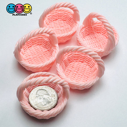 Pink Lace Easter Basket Miniature Fake Prop Holiday Craft Supply 5pcs - Fake Food