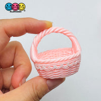 Pink Lace Easter Basket Miniature Fake Prop Holiday Craft Supply 5pcs - Fake Food