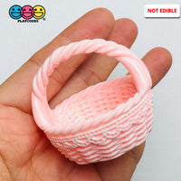 Pink Lace Easter Basket Miniature Fake Prop Holiday Craft Supply 5pcs - Fake Food