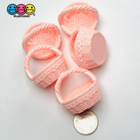 Pink Lace Easter Basket Miniature Fake Prop Holiday Craft Supply 5pcs - Fake Food