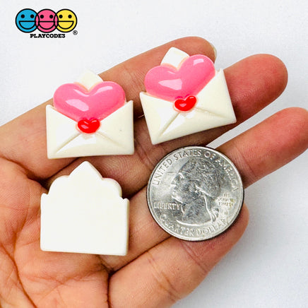 Pink Puffy Heart Envelope Valentine’s Day Holiday Flatback Charms 10pcs - Fake Food