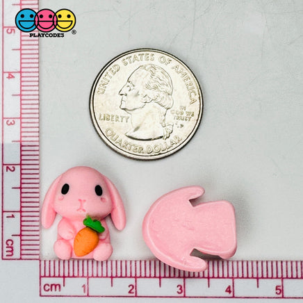 Pink Rabbit Bunny Carrots Easter Kawaii Charm Flat Back Cabochons Decoden 10 Pcs Playcode3 Llc