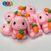 Pink Rabbit Bunny Carrots Easter Kawaii Charm Flat Back Cabochons Decoden 10 Pcs Playcode3 Llc