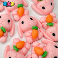 Pink Rabbit Bunny Carrots Easter Kawaii Charm Flat Back Cabochons Decoden 10 Pcs Playcode3 Llc