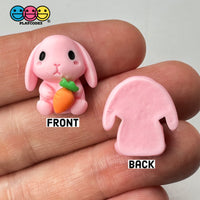 Pink Rabbit Bunny Carrots Easter Kawaii Charm Flat Back Cabochons Decoden 10 Pcs Playcode3 Llc